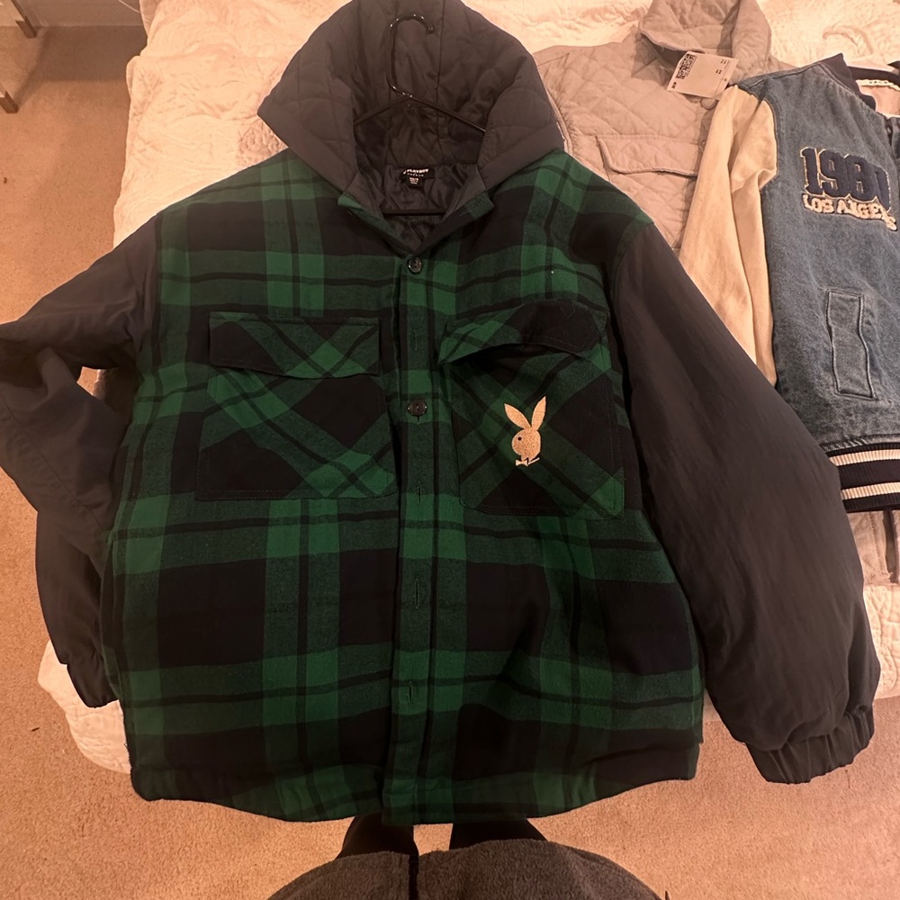 Oversized Playboy Flannel Jacket.